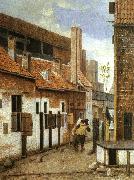 Jacobus Vrel Street Scene with Two Figures Walking Away oil painting reproduction